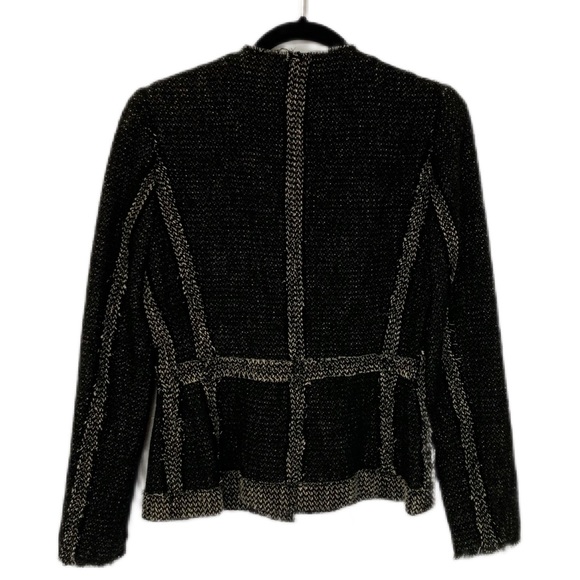 Rebecca Taylor SZ 4 Black/Gray Exposed Seams Zippered Front Blazer - Picture 3 of 8